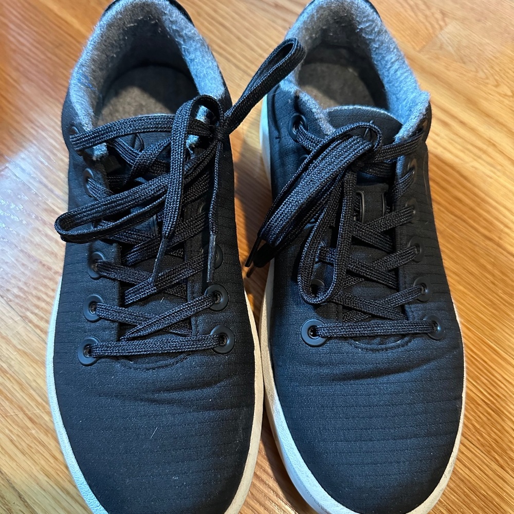 ALLBIRDS WOMEN'S WOOL PIPER WOVEN - NATURAL BLACK (NATURAL WHITE SOLE) - 9